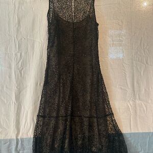 Chetta B Black Sparkle Lace Midi Dress